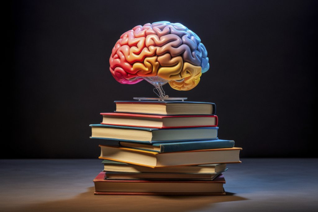 books with brain digital art style education day